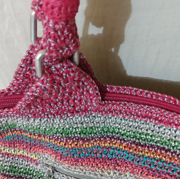 🌈The SaK Multi Color Crochet Boho Large Shoulder Handbag Red blue green Bag - Picture 13 of 15